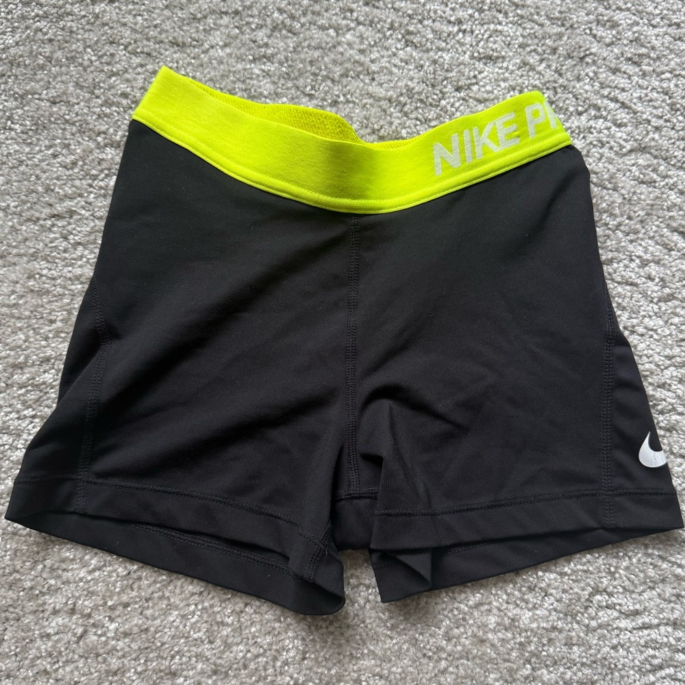 Nike Black Shorts with Neon Yellow Waistband